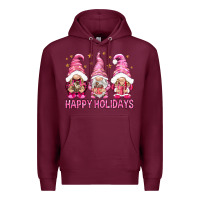 Burgundy Happy holidays with gnomes Premium Hoodie - NancyCooperArtShop