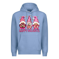Colony Blue Happy holidays with gnomes Premium Hoodie - NancyCooperArtShop