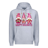 Heather Grey Happy holidays with gnomes Premium Hoodie - NancyCooperArtShop