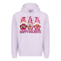 Lilac Happy holidays with gnomes Premium Hoodie - NancyCooperArtShop