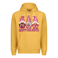 Mustard Happy holidays with gnomes Premium Hoodie - NancyCooperArtShop