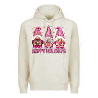Oatmeal Heather Happy holidays with gnomes Premium Hoodie - NancyCooperArtShop