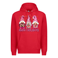 Red Happy holidays with gnomes Premium Hoodie - NancyCooperArtShop