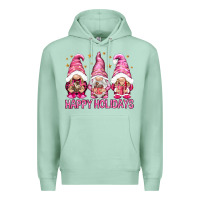 Seafoam Happy holidays with gnomes Premium Hoodie - NancyCooperArtShop