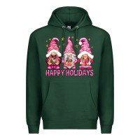 Sports Green Happy holidays with gnomes Premium Hoodie - NancyCooperArtShop