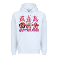 White Happy holidays with gnomes Premium Hoodie - NancyCooperArtShop