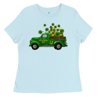 Baby Blue st patricks truck shamrock horseshoe gold Ladies Tee - RanaPortraitStore