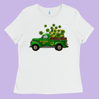 St Patricks Truck Shamrock Horseshoe Gold Ladies Tee Designed By Ranaportraitstore