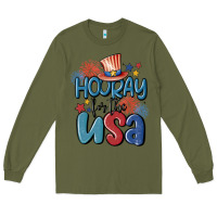 Army Green hooray for the usa Long Sleeve Tee - MaliasSmallBusiness