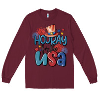 Burgundy hooray for the usa Long Sleeve Tee - MaliasSmallBusiness