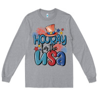 Heather Grey hooray for the usa Long Sleeve Tee - MaliasSmallBusiness