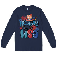 Navy hooray for the usa Long Sleeve Tee - MaliasSmallBusiness