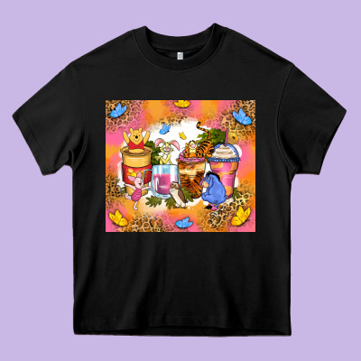 Cartoon Characters Coffee Cups Heavy Core Tee Designed By Zillion Design Studio