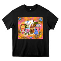 Black cartoon characters coffee cups Heavy Core Tee - Zillion Design Studio