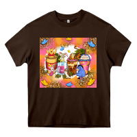 Chocolate Brown cartoon characters coffee cups Heavy Core Tee - Zillion Design Studio