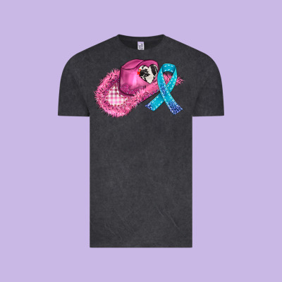Cowboy Hat And Cancer Ribbon Vintage Tee Designed By Adodesignshop