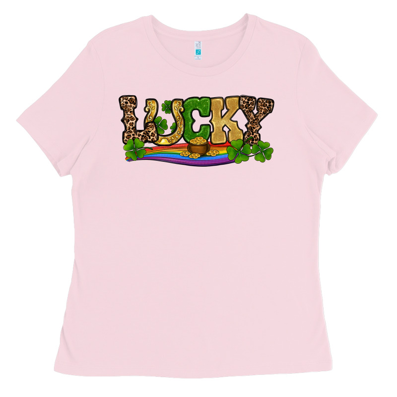 St Patricks Shamrock Gold With Rainbow Ladies Tee by RanaPortraitStore | Teevron