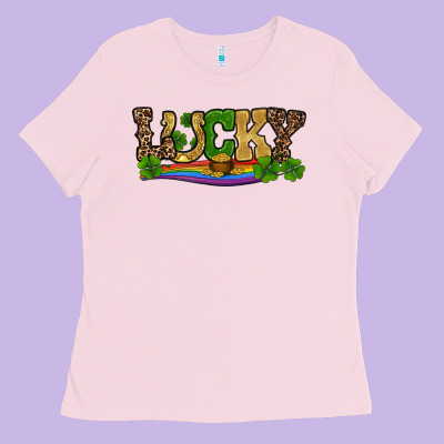 St Patricks Shamrock Gold With Rainbow Ladies Tee Designed By Ranaportraitstore