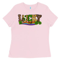 Bubblegum Pink st patricks shamrock gold with rainbow Ladies Tee - RanaPortraitStore