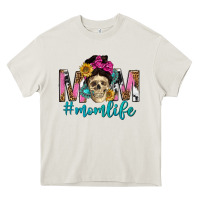 Cream mom life with skull Heavy Core Tee - texasbilliewilder