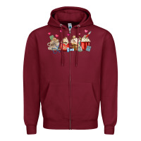 Burgundy Nurse Coffee Cups Zipper Hoodie - MaliasSmallBusiness