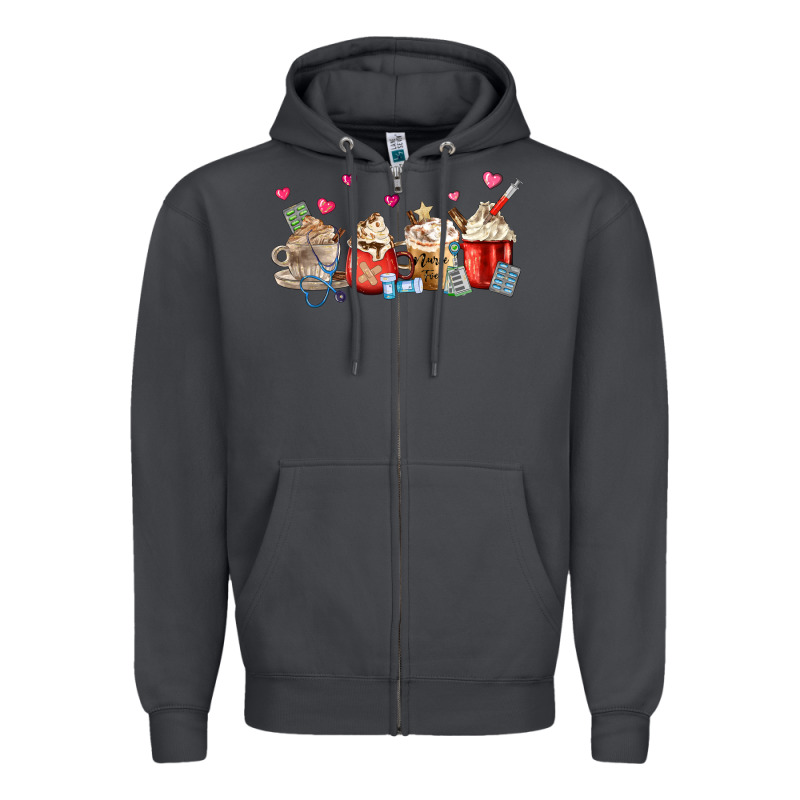 Nurse Coffee Cups Zipper Hoodie by MaliasSmallBusiness | Teevron