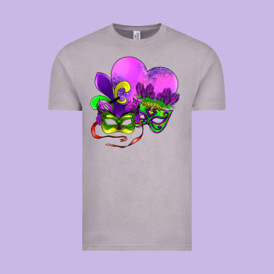 Mardi Gras Heart And Mask Vintage Tee Designed By Adodesignshop
