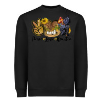 Black peace love rooster Heavyweight Sweatshirt - LillyAllenDesigns