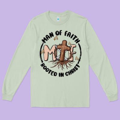 Man Of Faith Long Sleeve Tee Designed By Maliassmallbusiness