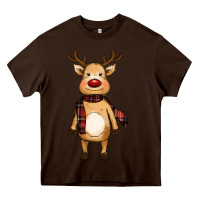 Chocolate Brown cute reindeer Heavy Core Tee - RanaPortraitStore