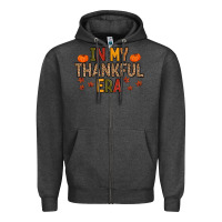 Charcoal Heather In My Thankful Era Zipper Hoodie - MaliasSmallBusiness