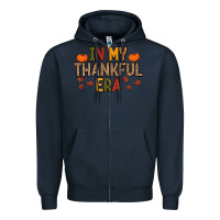 Navy In My Thankful Era Zipper Hoodie - MaliasSmallBusiness