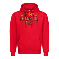 Red In My Thankful Era Zipper Hoodie - MaliasSmallBusiness