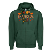 Sports Green In My Thankful Era Zipper Hoodie - MaliasSmallBusiness
