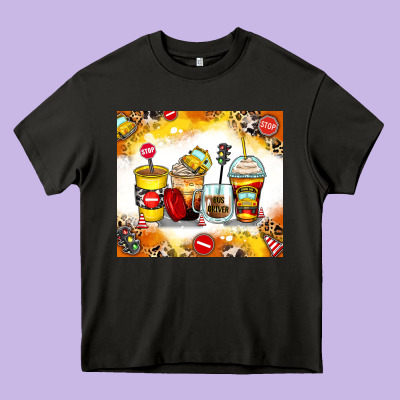 Bus Driver Coffee Cups Heavy Core Tee Designed By Zillion Design Studio