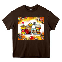 Chocolate Brown bus driver coffee cups Heavy Core Tee - Zillion Design Studio