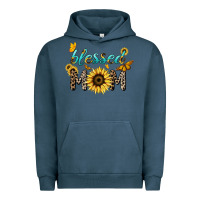 Pigment Midnight Navy Blessed mom sunflower butterfly mother's day Urban Hoodie - HowdyJamesFarm