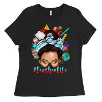 Teacher Life Messy Bun Ladies Tee | Teevron
