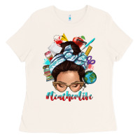 Bone teacher life messy bun Ladies Tee - texasbilliewilder