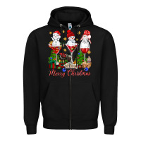 Black Merry Christmas wine and cocktails Zipper Hoodie - NancyCooperArtShop