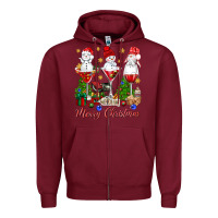Burgundy Merry Christmas wine and cocktails Zipper Hoodie - NancyCooperArtShop
