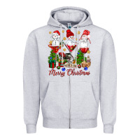 Heather Grey Merry Christmas wine and cocktails Zipper Hoodie - NancyCooperArtShop