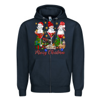 Navy Merry Christmas wine and cocktails Zipper Hoodie - NancyCooperArtShop