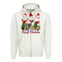 Oatmeal Heather Merry Christmas wine and cocktails Zipper Hoodie - NancyCooperArtShop