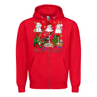 Red Merry Christmas wine and cocktails Zipper Hoodie - NancyCooperArtShop