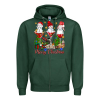 Sports Green Merry Christmas wine and cocktails Zipper Hoodie - NancyCooperArtShop