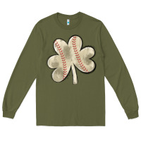 Army Green baseball distressed shamrock Long Sleeve Tee - MaliasSmallBusiness