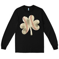 Black baseball distressed shamrock Long Sleeve Tee - MaliasSmallBusiness