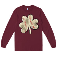 Burgundy baseball distressed shamrock Long Sleeve Tee - MaliasSmallBusiness