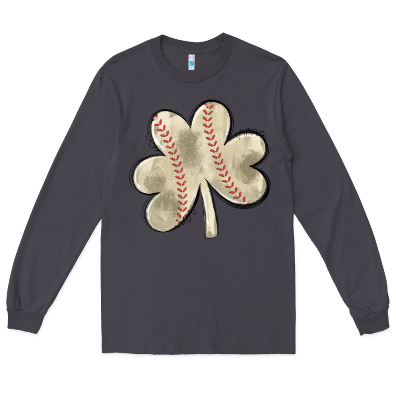 Baseball Distressed Shamrock Long Sleeve Tee by MaliasSmallBusiness | Teevron